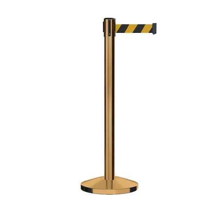 Montour Line Stanchion Belt Barrier Sat.Brass Post 7.5ftBlk/Ye Belt ES400-SB-BYD-ML-75